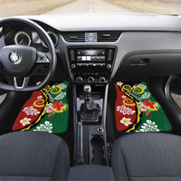 Melanesian Vanuatu Tribal Boar Tusk Car Mats Tropical Plants and Namele Motifs LT03 Set 2pcs - Front Green - Polynesian Pride
