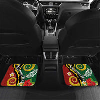 Melanesian Vanuatu Tribal Boar Tusk Car Mats Tropical Plants and Namele Motifs LT03 Set 2pcs - Back Green - Polynesian Pride