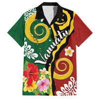 Melanesian Vanuatu Tribal Boar Tusk Family Matching Long Sleeve Bodycon Dress and Hawaiian Shirt Tropical Plants and Namele Motifs LT03 Dad's Shirt - Short Sleeve Green - Polynesian Pride