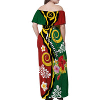 Melanesian Vanuatu Tribal Boar Tusk Family Matching Off Shoulder Maxi Dress and Hawaiian Shirt Tropical Plants and Namele Motifs LT03 - Polynesian Pride
