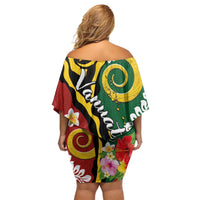 Melanesian Vanuatu Tribal Boar Tusk Family Matching Off Shoulder Short Dress and Hawaiian Shirt Tropical Plants and Namele Motifs LT03 - Polynesian Pride