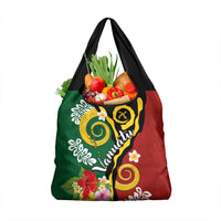Melanesian Vanuatu Tribal Boar Tusk Grocery Bag Tropical Plants and Namele Motifs LT03 1-pack One Size Green - Polynesian Pride