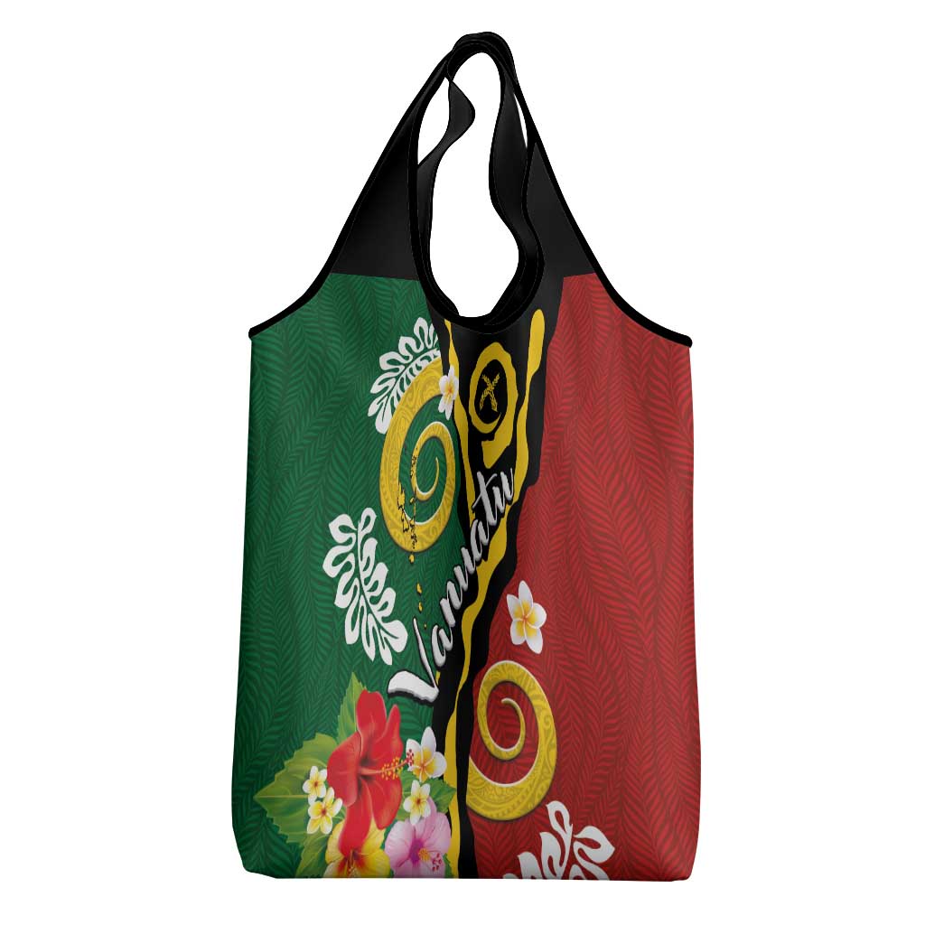 Melanesian Vanuatu Tribal Boar Tusk Grocery Bag Tropical Plants and Namele Motifs LT03 - Polynesian Pride