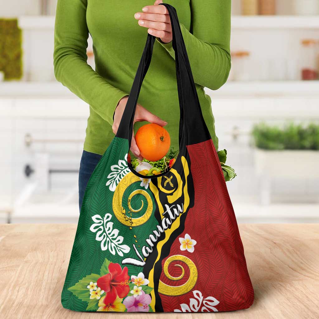 Melanesian Vanuatu Tribal Boar Tusk Grocery Bag Tropical Plants and Namele Motifs LT03 - Polynesian Pride