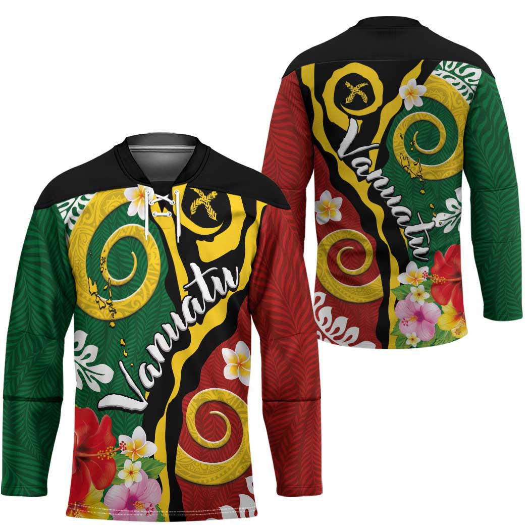 Melanesian Vanuatu Tribal Boar Tusk Hockey Jersey Tropical Plants and Namele Motifs LT03 - Polynesian Pride