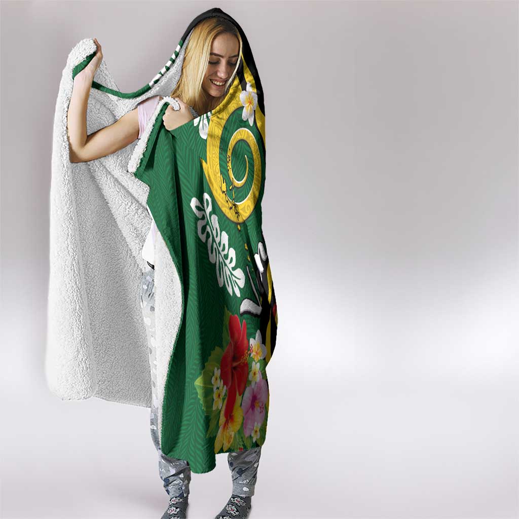 Melanesian Vanuatu Tribal Boar Tusk Hooded Blanket Tropical Plants and Namele Motifs LT03 - Polynesian Pride
