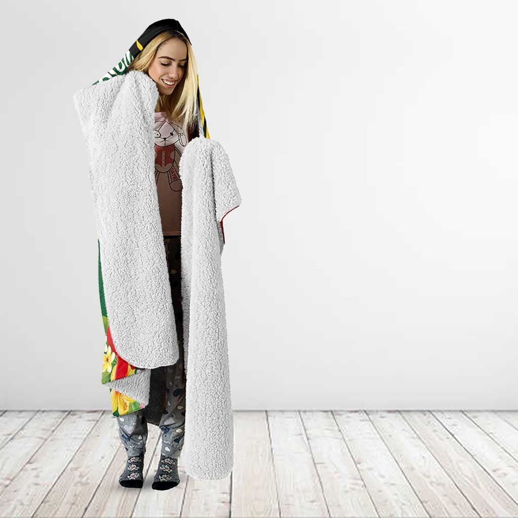 Melanesian Vanuatu Tribal Boar Tusk Hooded Blanket Tropical Plants and Namele Motifs LT03 - Polynesian Pride