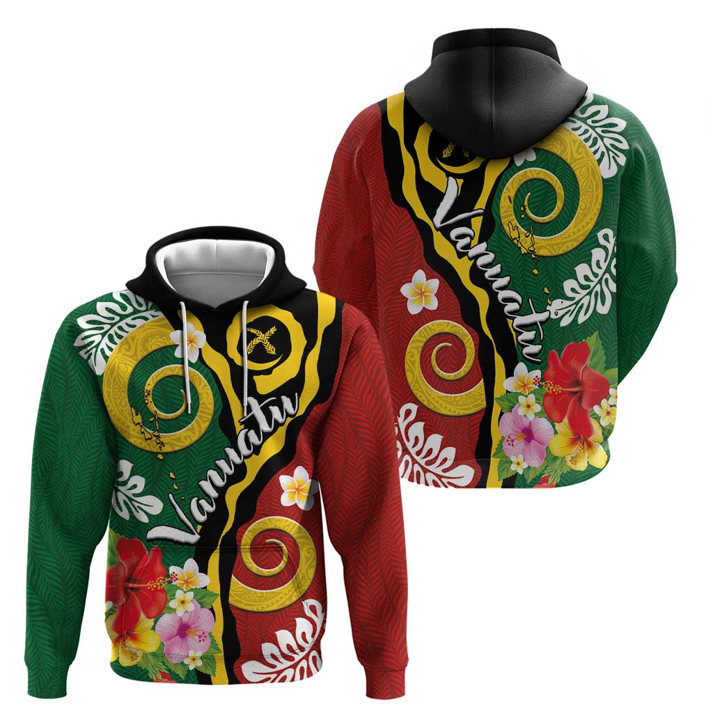 Melanesian Vanuatu Tribal Boar Tusk Hoodie Tropical Plants and Namele Motifs LT03 - Polynesian Pride