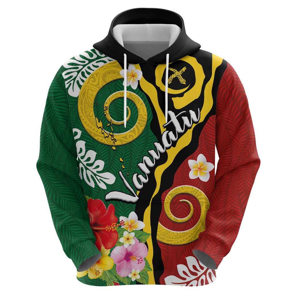 Melanesian Vanuatu Tribal Boar Tusk Hoodie Tropical Plants and Namele Motifs LT03 - Polynesian Pride