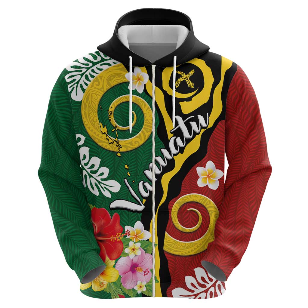 Melanesian Vanuatu Tribal Boar Tusk Hoodie Tropical Plants and Namele Motifs LT03 - Polynesian Pride