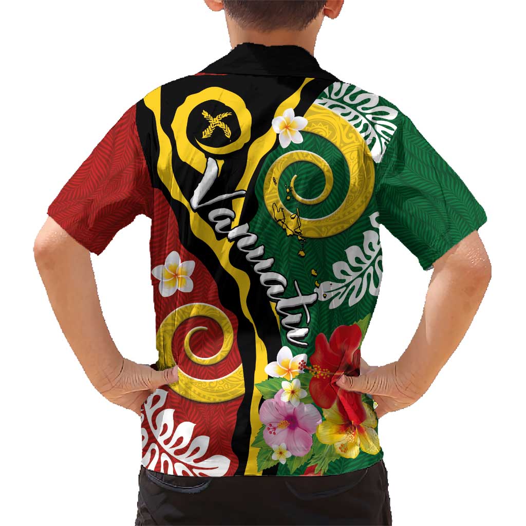 Melanesian Vanuatu Tribal Boar Tusk Kid Hawaiian Shirt Tropical Plants and Namele Motifs LT03 - Polynesian Pride