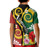 Melanesian Vanuatu Tribal Boar Tusk Kid Polo Shirt Tropical Plants and Namele Motifs LT03 - Polynesian Pride