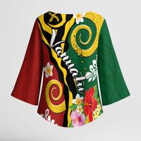 Melanesian Vanuatu Tribal Boar Tusk Kimono Sleeve Blouse Tropical Plants and Namele Motifs LT03 - Polynesian Pride