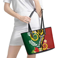 Melanesian Vanuatu Tribal Boar Tusk Leather Tote Bag Tropical Plants and Namele Motifs LT03 - Polynesian Pride