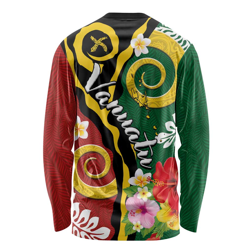 Melanesian Vanuatu Tribal Boar Tusk Long Sleeve Shirt Tropical Plants and Namele Motifs LT03 - Polynesian Pride