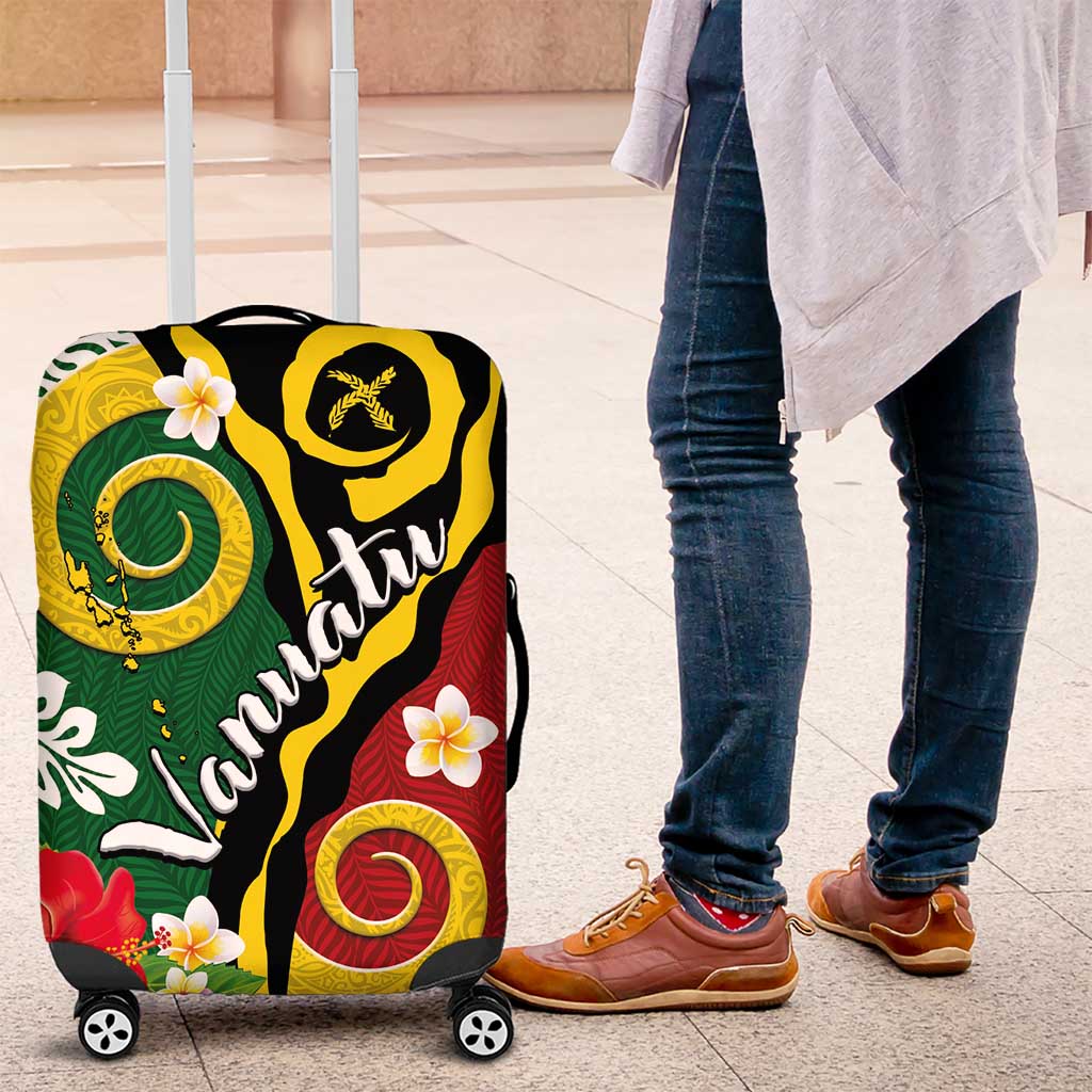 Melanesian Vanuatu Tribal Boar Tusk Luggage Cover Tropical Plants and Namele Motifs LT03 Green - Polynesian Pride
