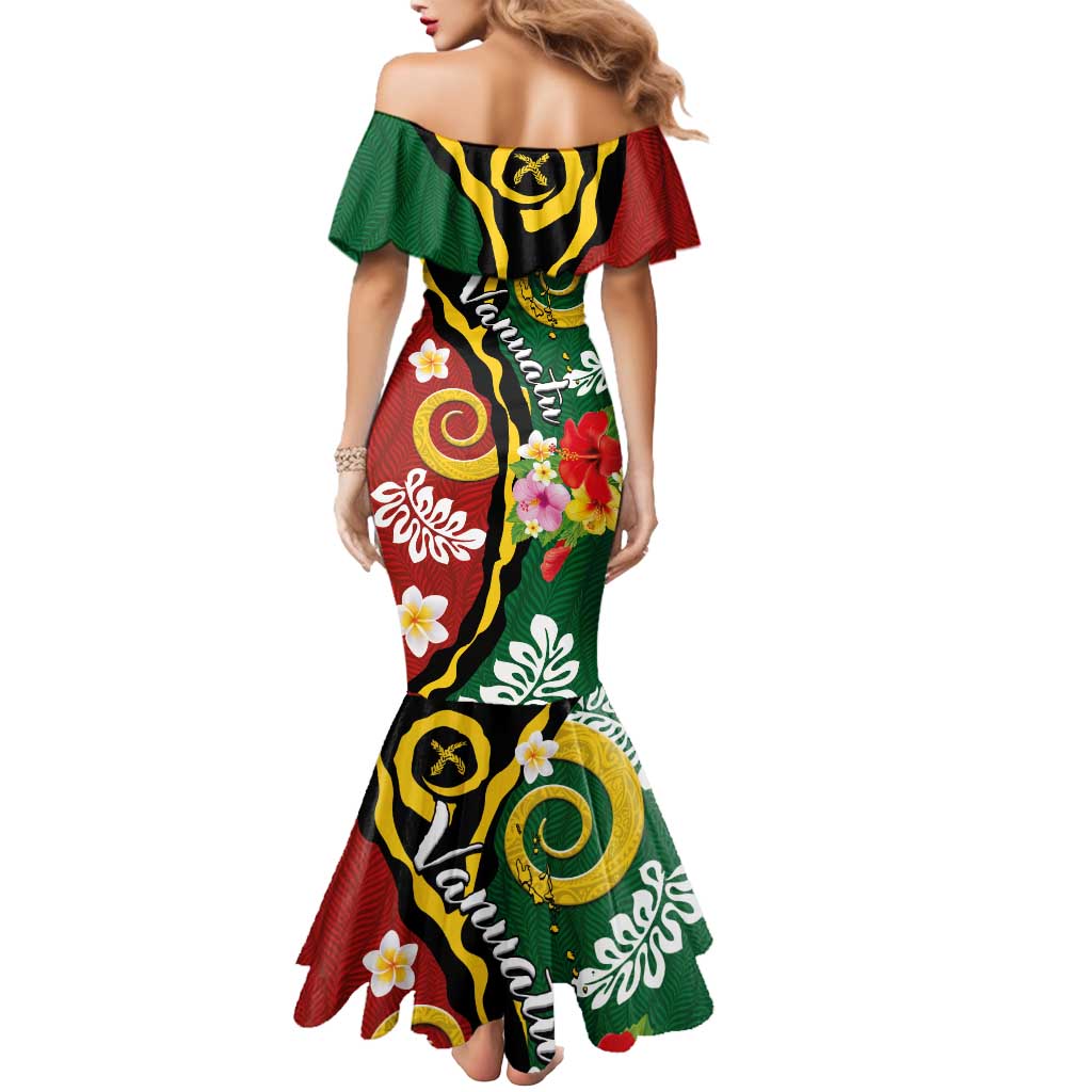 Melanesian Vanuatu Tribal Boar Tusk Mermaid Dress Tropical Plants and Namele Motifs LT03 - Polynesian Pride