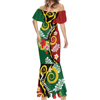 Melanesian Vanuatu Tribal Boar Tusk Mermaid Dress Tropical Plants and Namele Motifs LT03 - Polynesian Pride