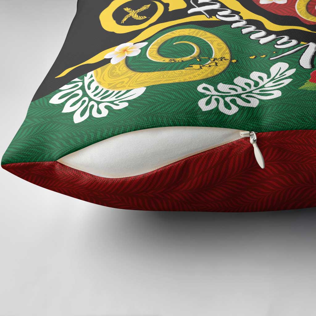 Melanesian Vanuatu Tribal Boar Tusk Pillow Cover Tropical Plants and Namele Motifs LT03 - Polynesian Pride