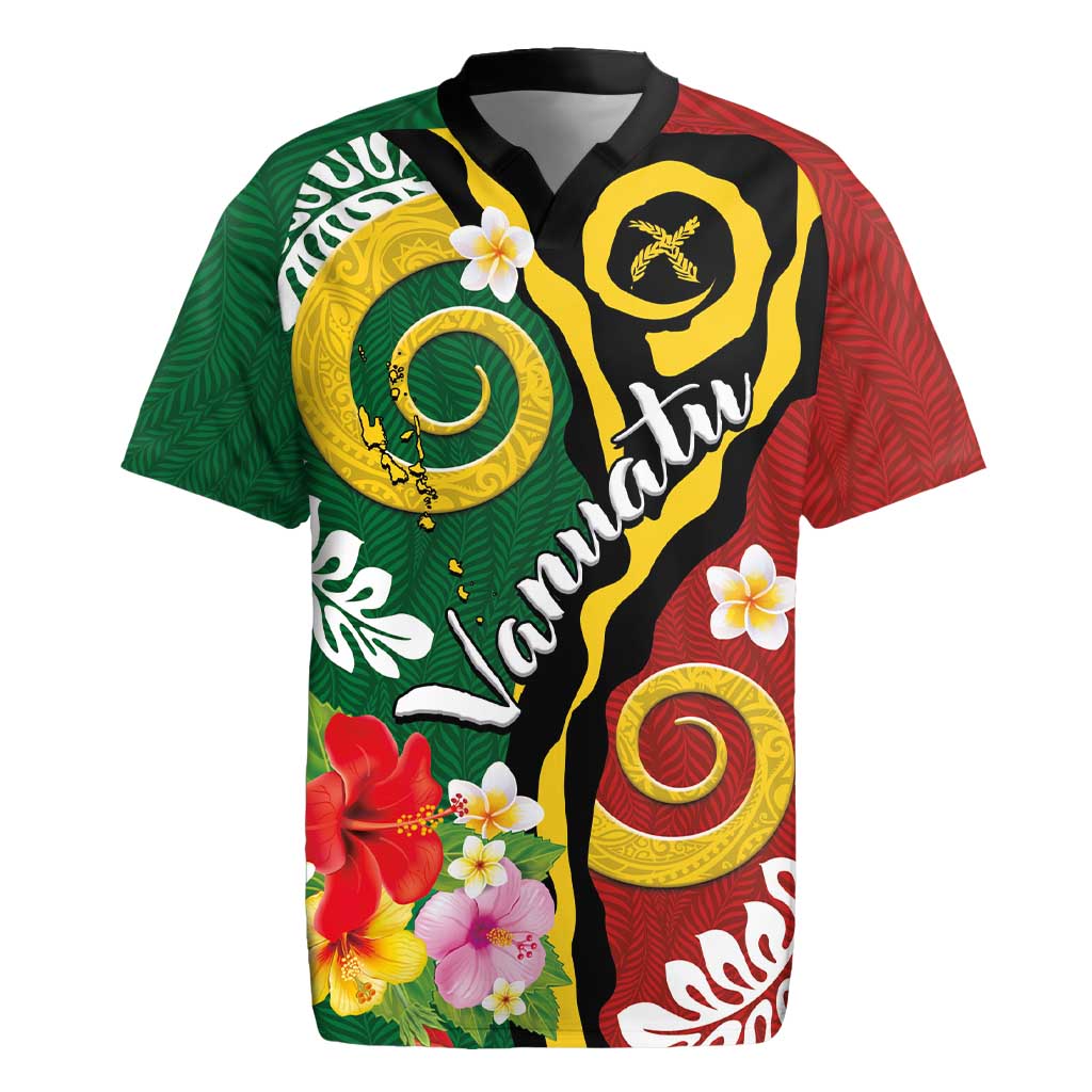 Melanesian Vanuatu Tribal Boar Tusk Rugby Jersey Tropical Plants and Namele Motifs LT03 Green - Polynesian Pride