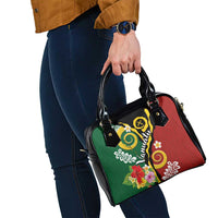 Melanesian Vanuatu Tribal Boar Tusk Shoulder Handbag Tropical Plants and Namele Motifs - Polynesian Pride