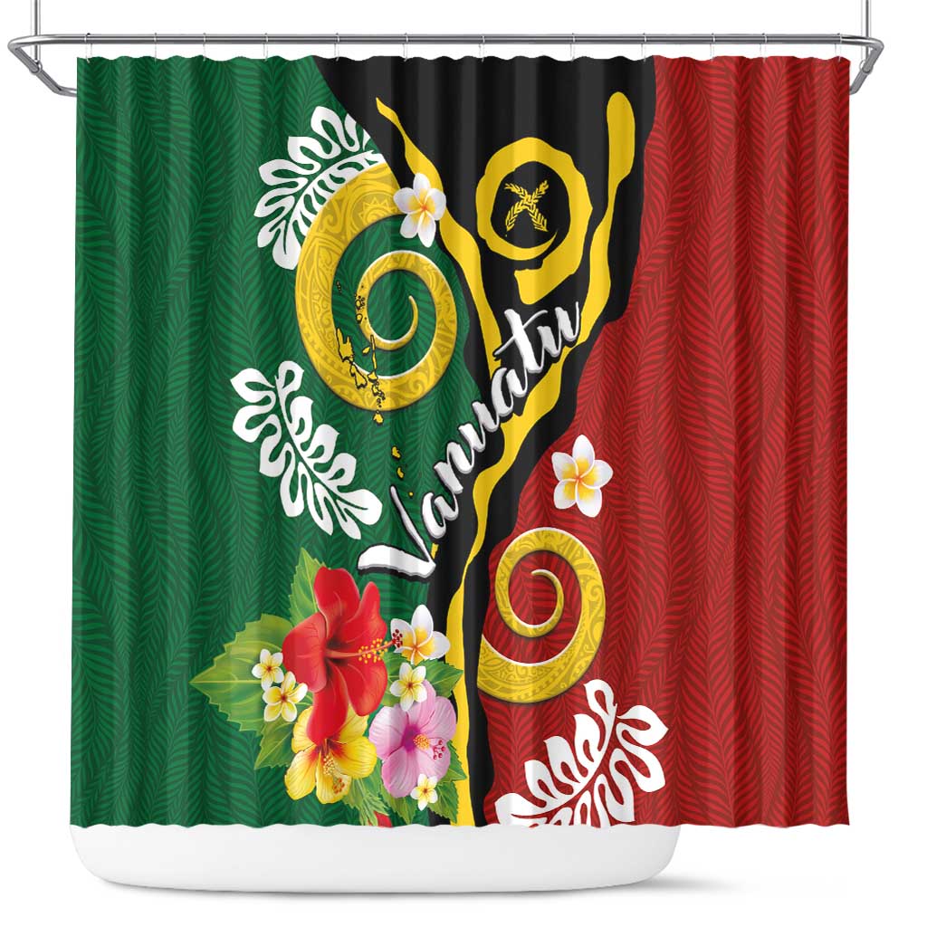 Melanesian Vanuatu Tribal Boar Tusk Shower Curtain Tropical Plants and Namele Motifs LT03 Green - Polynesian Pride