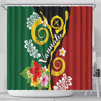 Melanesian Vanuatu Tribal Boar Tusk Shower Curtain Tropical Plants and Namele Motifs LT03 - Polynesian Pride