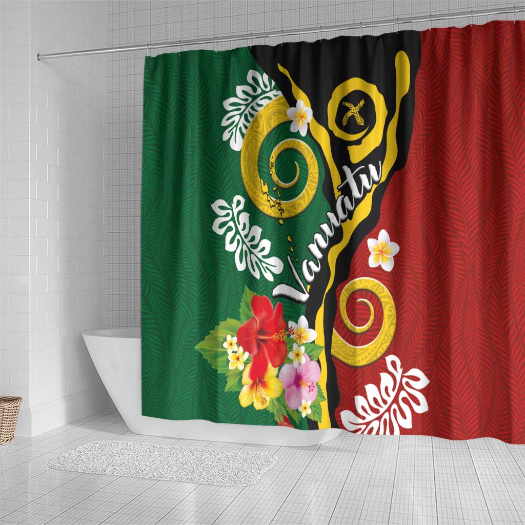 Melanesian Vanuatu Tribal Boar Tusk Shower Curtain Tropical Plants and Namele Motifs LT03 - Polynesian Pride