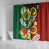 Melanesian Vanuatu Tribal Boar Tusk Shower Curtain Tropical Plants and Namele Motifs LT03 - Polynesian Pride