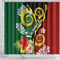 Melanesian Vanuatu Tribal Boar Tusk Shower Curtain Tropical Plants and Namele Motifs LT03 - Polynesian Pride