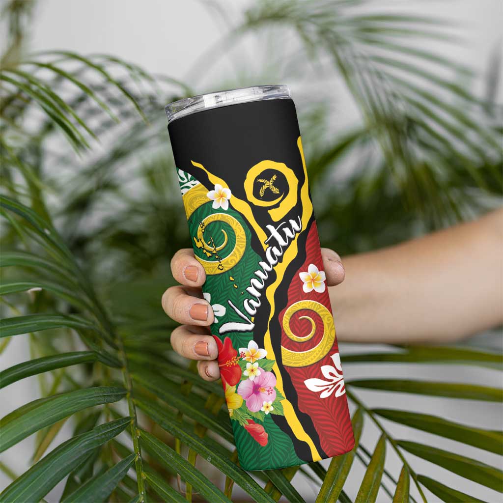Melanesian Vanuatu Tribal Boar Tusk Skinny Tumbler Tropical Plants and Namele Motifs LT03 - Polynesian Pride