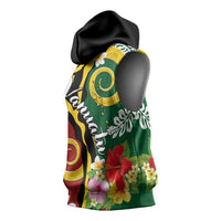 Melanesian Vanuatu Tribal Boar Tusk Sleeveless Hoodie Tropical Plants and Namele Motifs LT03 - Polynesian Pride