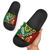 Melanesian Vanuatu Tribal Boar Tusk Slide Sandals Tropical Plants and Namele Motifs LT03 - Polynesian Pride