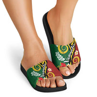 Melanesian Vanuatu Tribal Boar Tusk Slide Sandals Tropical Plants and Namele Motifs LT03 - Polynesian Pride