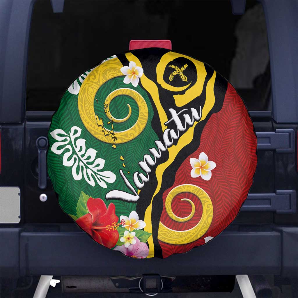 Melanesian Vanuatu Tribal Boar Tusk Spare Tire Cover Tropical Plants and Namele Motifs LT03 No hole Green - Polynesian Pride