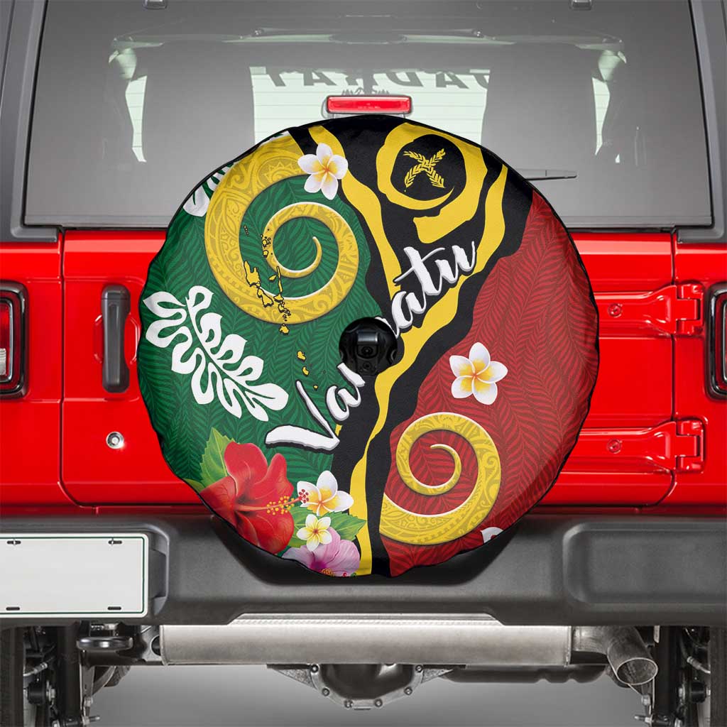 Melanesian Vanuatu Tribal Boar Tusk Spare Tire Cover Tropical Plants and Namele Motifs LT03 - Polynesian Pride