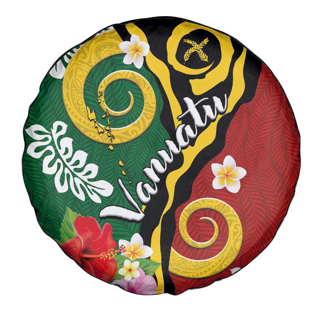 Melanesian Vanuatu Tribal Boar Tusk Spare Tire Cover Tropical Plants and Namele Motifs LT03 - Polynesian Pride