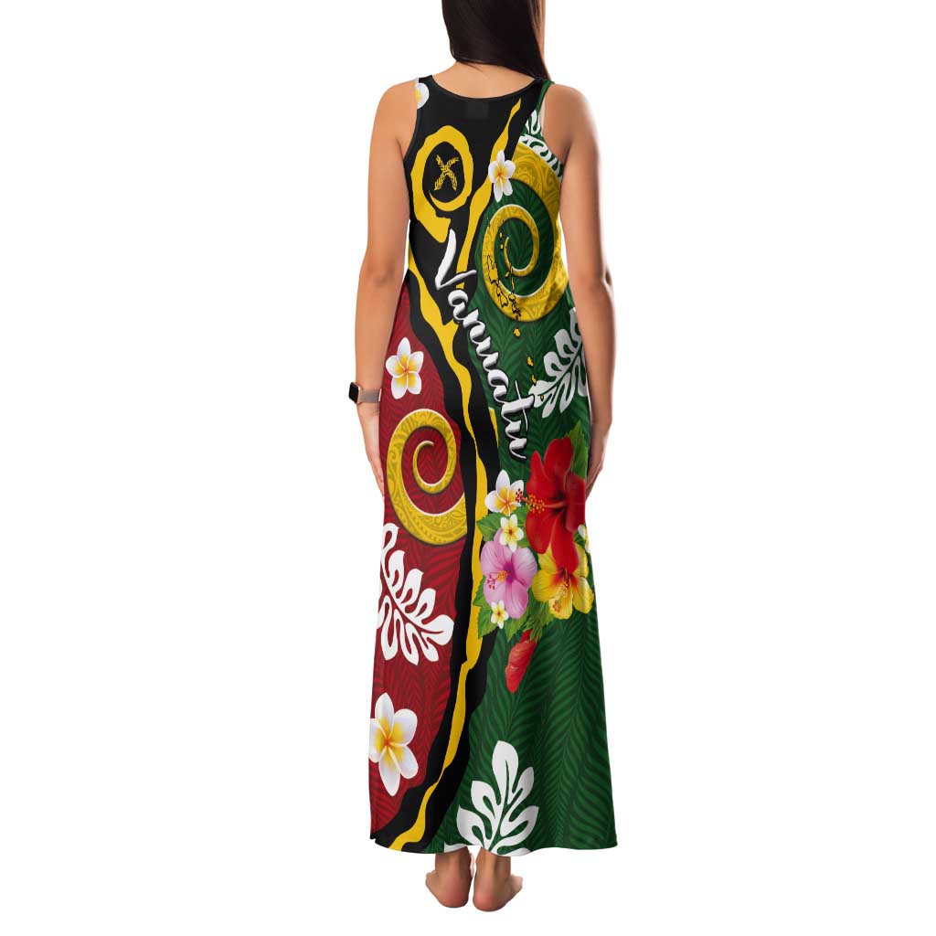 Melanesian Vanuatu Tribal Boar Tusk Tank Maxi Dress Tropical Plants and Namele Motifs LT03 - Polynesian Pride