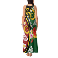Melanesian Vanuatu Tribal Boar Tusk Tank Maxi Dress Tropical Plants and Namele Motifs LT03 - Polynesian Pride