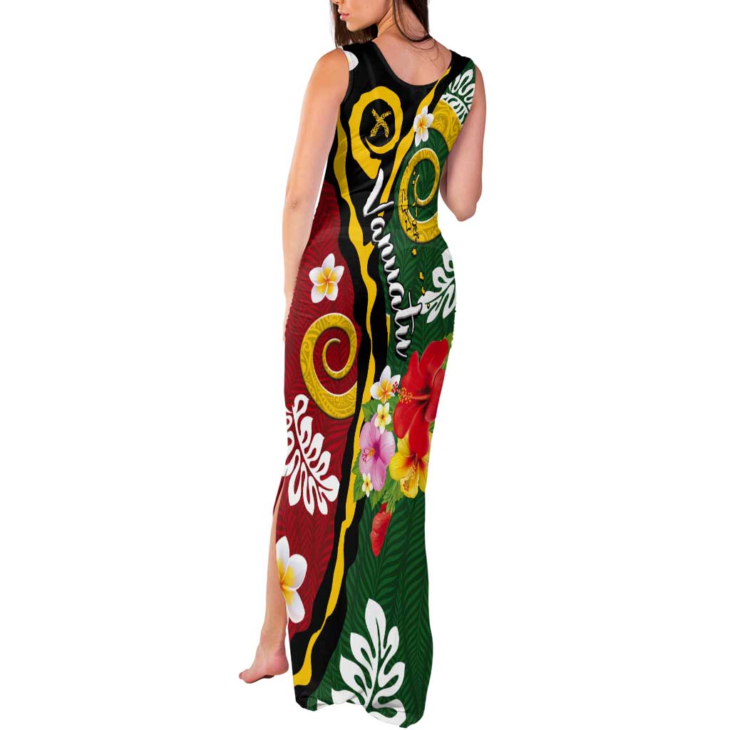 Melanesian Vanuatu Tribal Boar Tusk Tank Maxi Dress Tropical Plants and Namele Motifs LT03 - Polynesian Pride