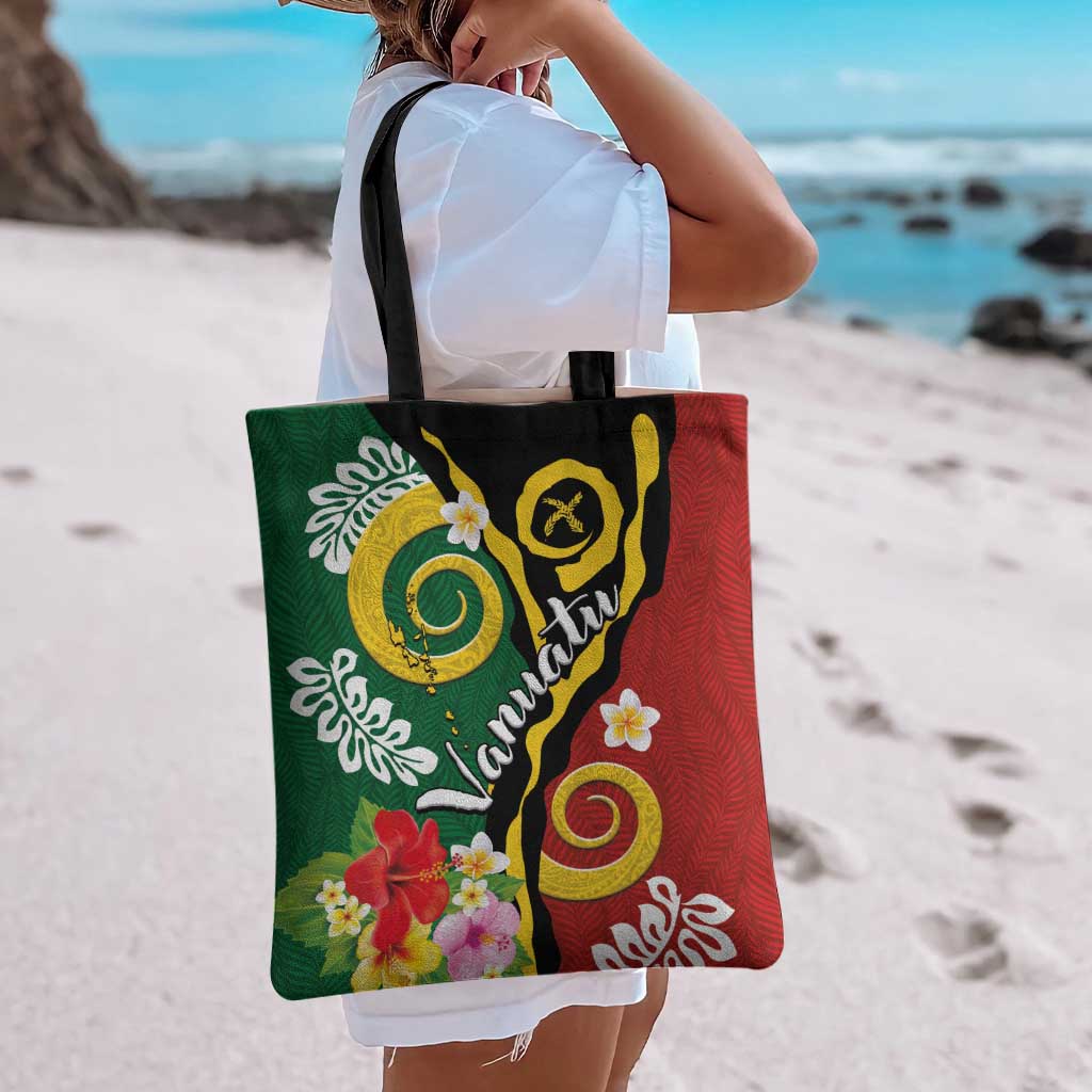 Melanesian Vanuatu Tribal Boar Tusk Tote Bag Tropical Plants and Namele Motifs LT03 - Polynesian Pride