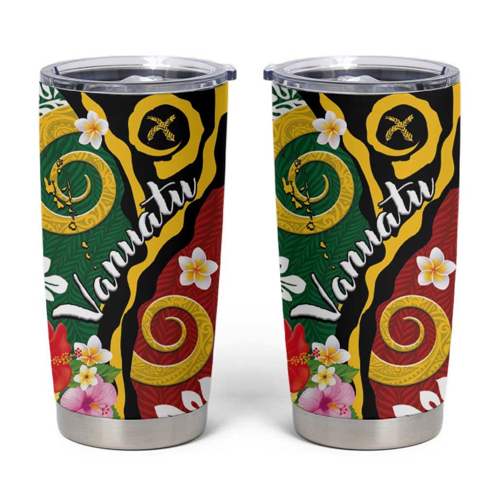 Melanesian Vanuatu Tribal Boar Tusk Tumbler Cup Tropical Plants and Namele Motifs LT03 Green - Polynesian Pride