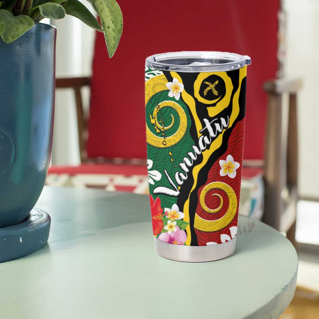Melanesian Vanuatu Tribal Boar Tusk Tumbler Cup Tropical Plants and Namele Motifs LT03 - Polynesian Pride