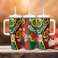 Melanesian Vanuatu Tribal Boar Tusk Tumbler With Handle Tropical Plants and Namele Motifs LT03 - Polynesian Pride