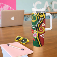 Melanesian Vanuatu Tribal Boar Tusk Tumbler With Handle Tropical Plants and Namele Motifs LT03 - Polynesian Pride