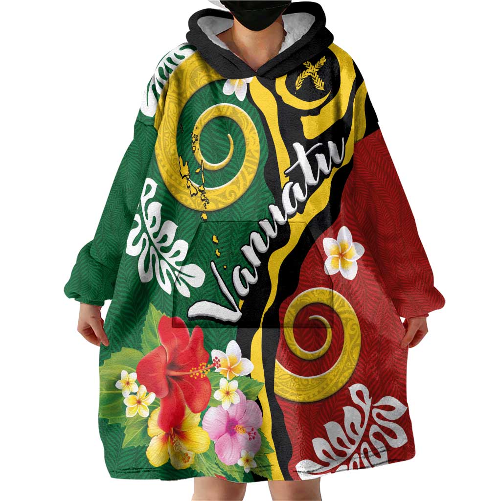Melanesian Vanuatu Tribal Boar Tusk Wearable Blanket Hoodie Tropical Plants and Namele Motifs LT03 - Polynesian Pride