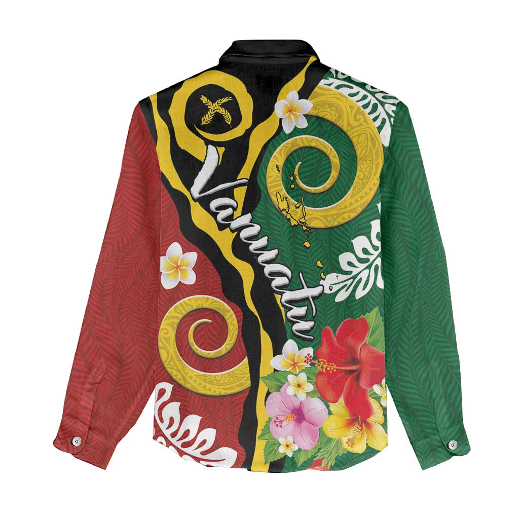 Melanesian Vanuatu Tribal Boar Tusk Women Casual Shirt Tropical Plants and Namele Motifs LT03 - Polynesian Pride