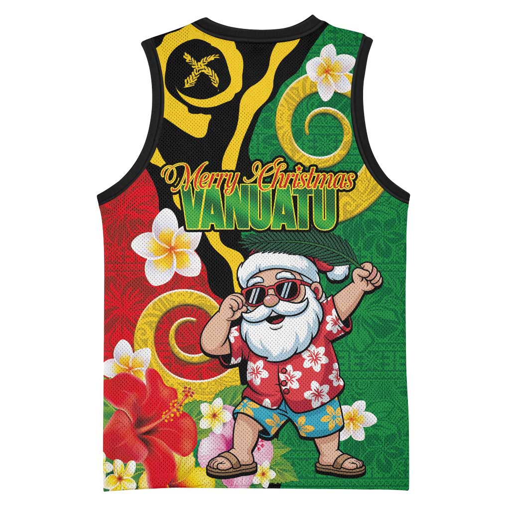 Vanuatu Christmas Basketball Jersey Funny Santa with Namele and Boar Tusk Tribal LT03 - Polynesian Pride
