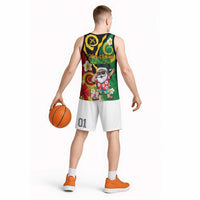 Vanuatu Christmas Basketball Jersey Funny Santa with Namele and Boar Tusk Tribal LT03 - Polynesian Pride