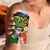 Vanuatu Christmas 4 in 1 Can Cooler Tumbler Funny Santa with Namele and Boar Tusk Tribal LT03 - Polynesian Pride
